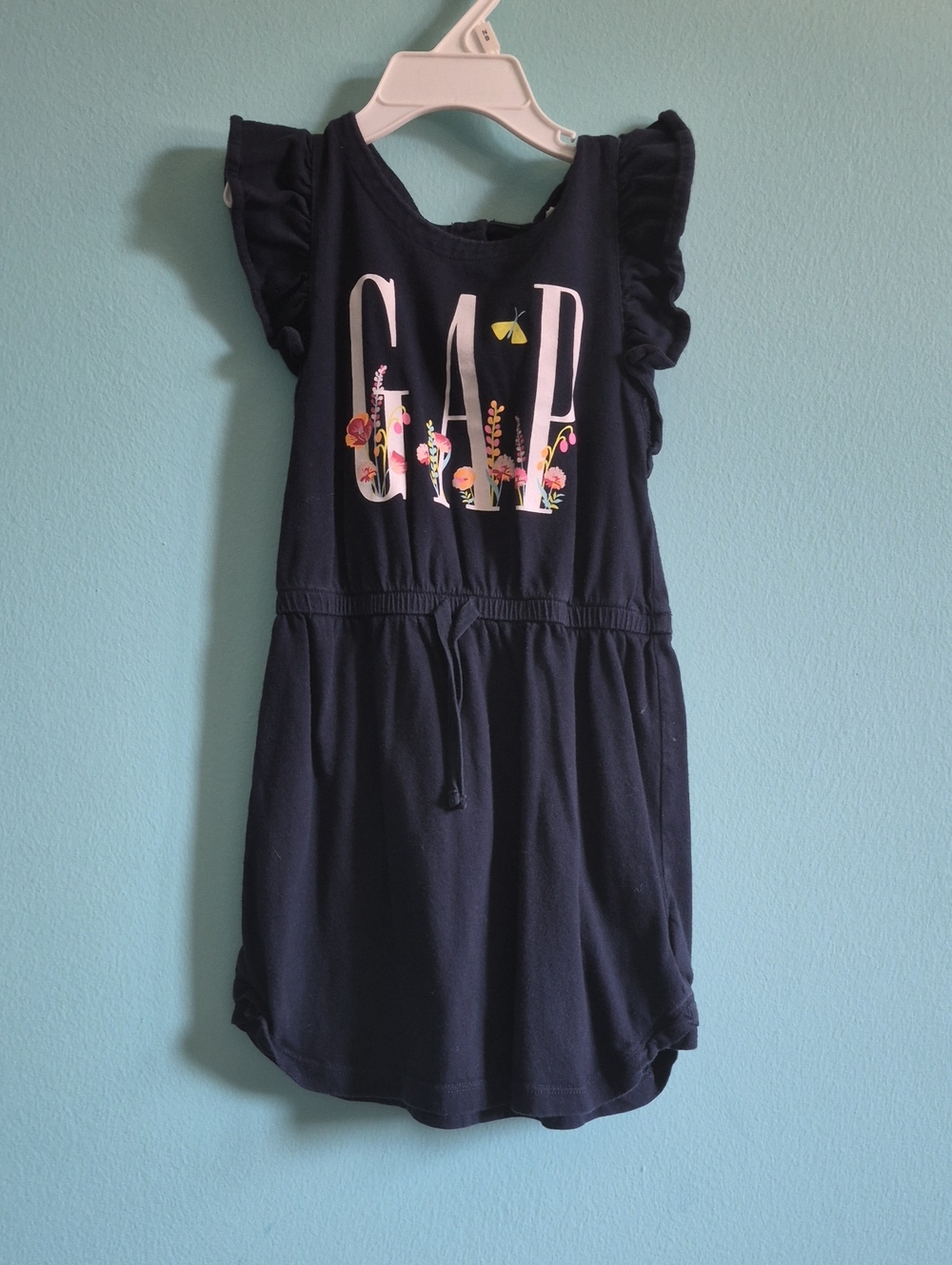 GAP Kids Girls Navy Blue Floral Graphic Tank Dress Size 4 (4T)